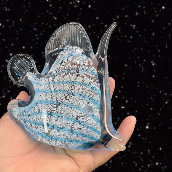Marcolin Art Glass Crystal Fish Made in Sweden Pure Silver Signed Paperweight - Picture 10 of 16